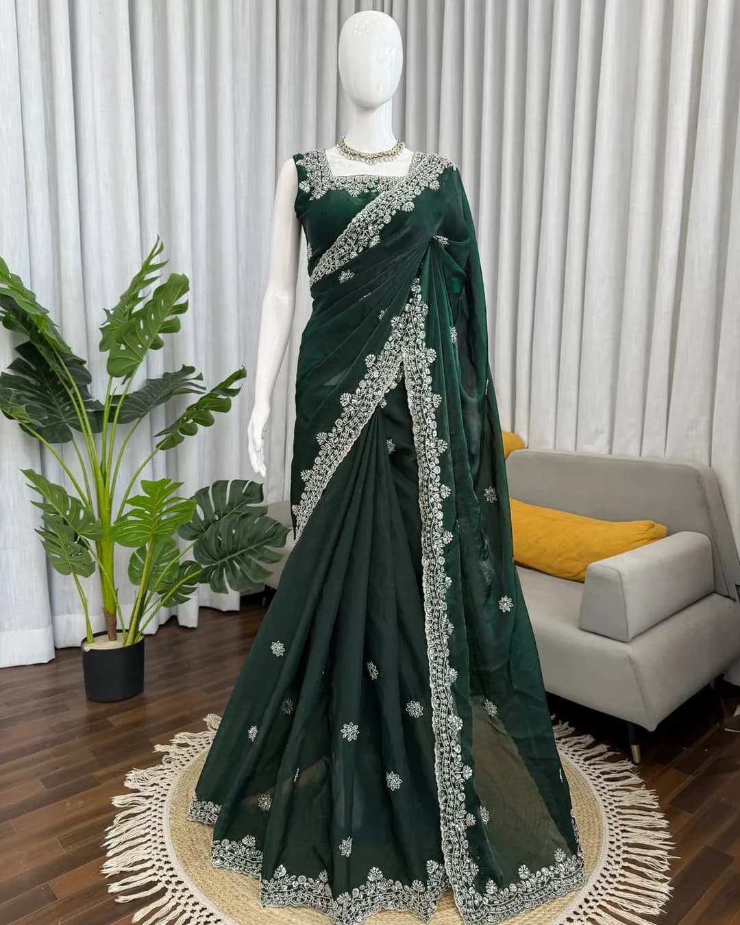Designer Fendy Silk Beads & Sequin Work Saree – Elegance Redefined alternate view