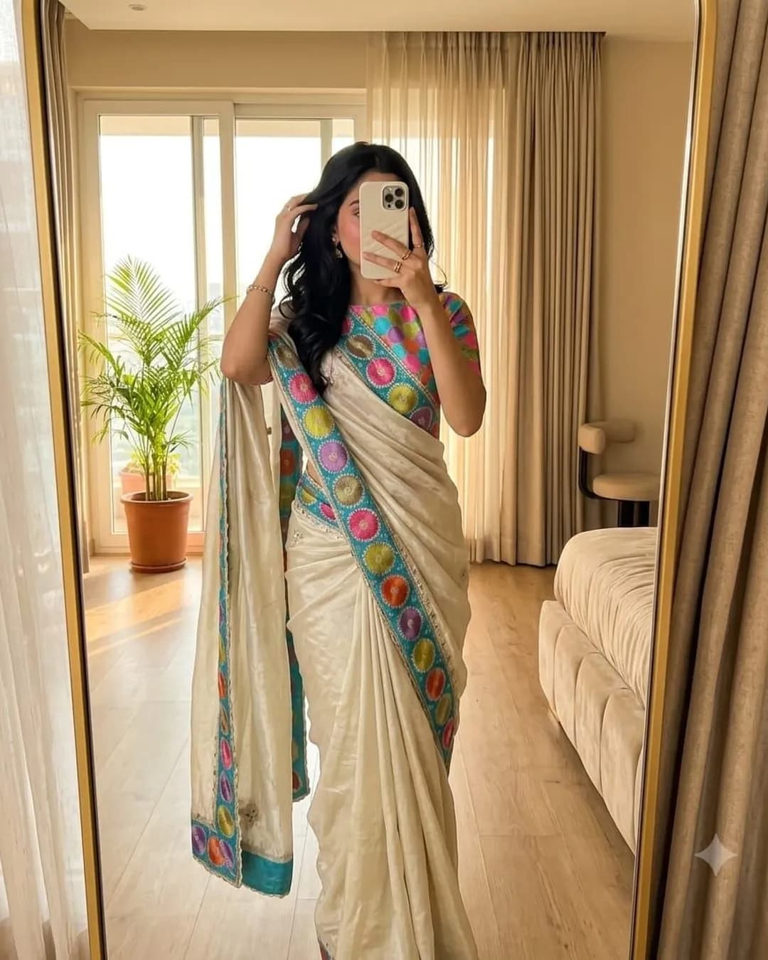Premium Prada Silk Embroidery & Sequence Work Saree alternate view
